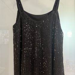 Ladies Black Sequins Tank Top Size M New Year’s 