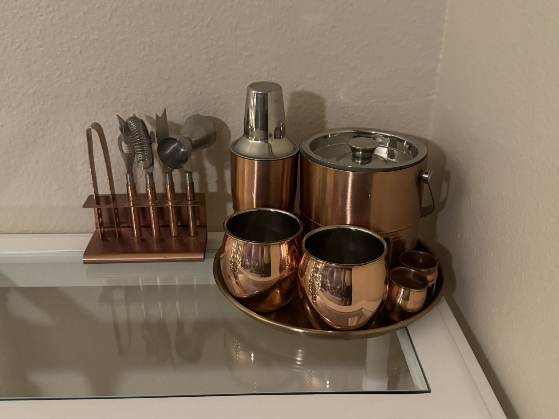 Copper Hammered Bar Set