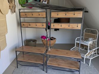 Hall Tree / Coat Rack Bench with Shelves (set of 2)