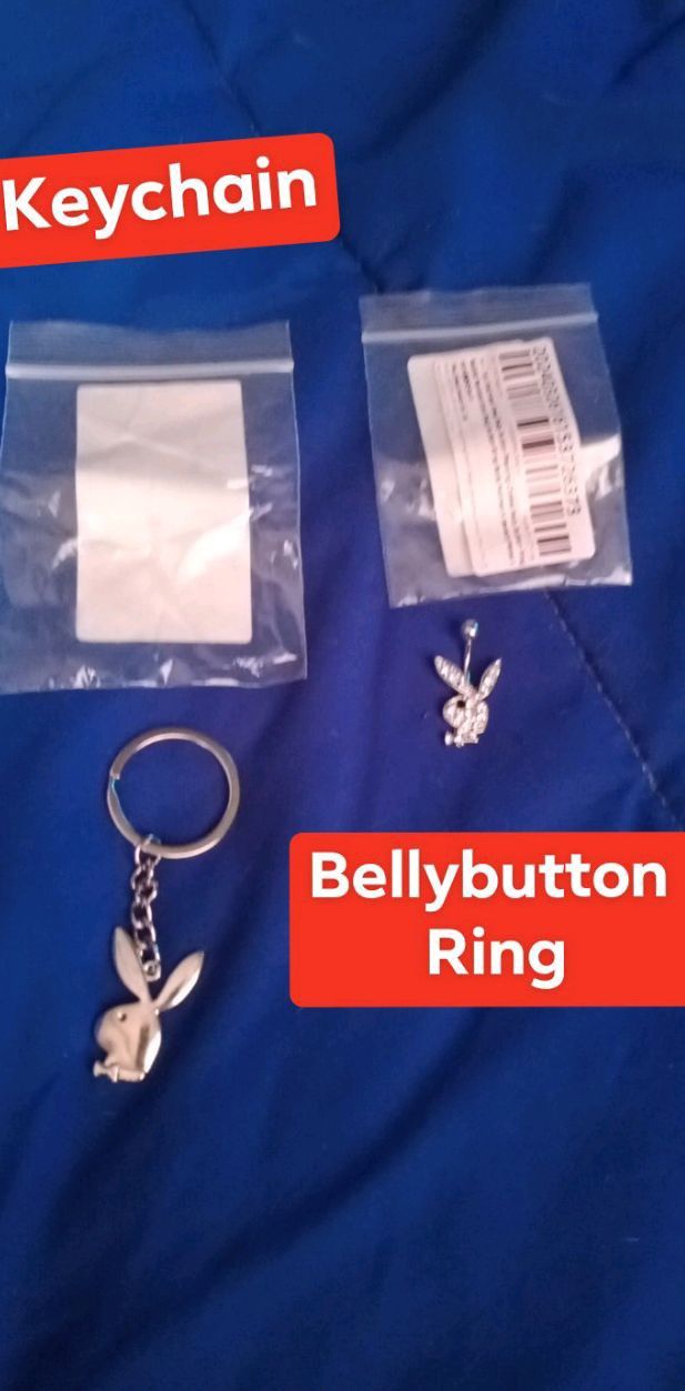 🩷 Playboy Bunny Keychain & Belly Button Ring - Still Available 