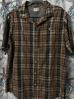 LL Bean Men's Large Plaid Short Sleeve Button-Up Shirt