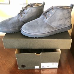 NEW-UGGs Neumel Silvery Blue Suede Wool Lined Chukka Ankle Boots USA Mens Size13