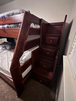 Wood Bunk Bed With Stairs