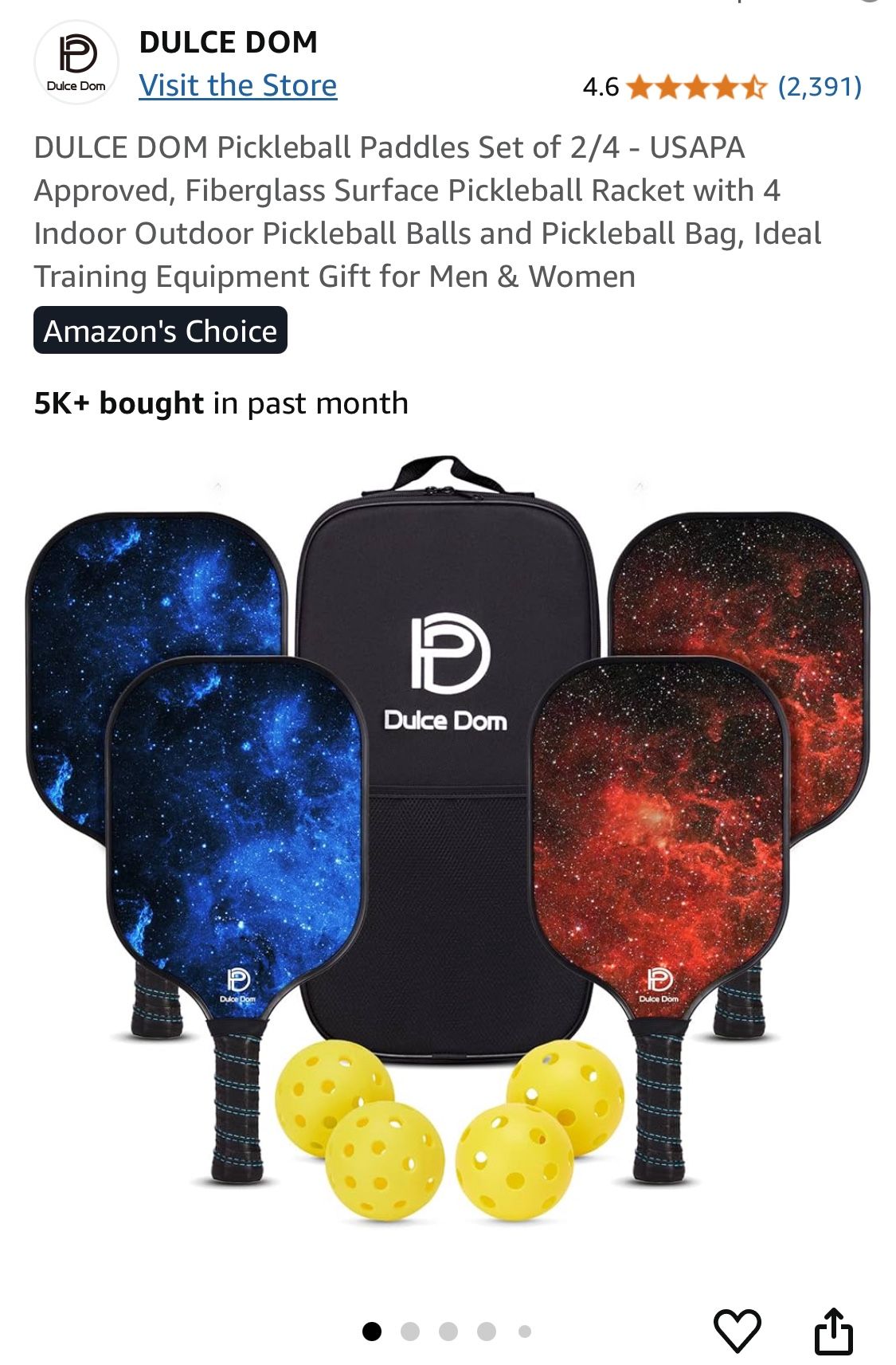 Dulce Dom New Pickleball Paddle Set For 4