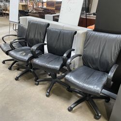 5 Matching Black Office Tall Back Rolling Computer Chairs! Only $40 Ea!