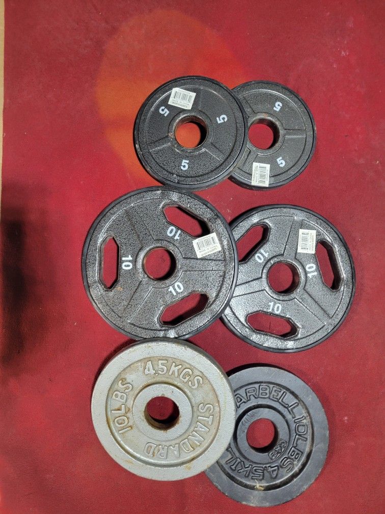 OLYMPIC 2"HOLE PLATES 50LBs
4-10s. 2-5s
11525 S HALSTED DUNKIN DONUTS/7111.S WESTERN WALGREENS
35$ CASH ONLY AS IS