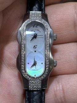 Phillip stein natural diamonds Swiss ladies gold ring 14k steel