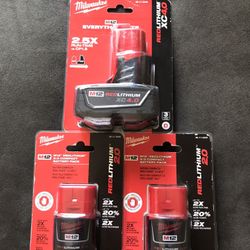 Milwaukee Batteries M-12 2 -2.0 & 1- 4.0 XC