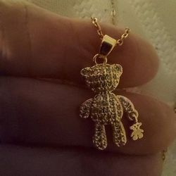 Tiny PAVE Crystals 🧸 Teddy BEAR Pendant/Necklae