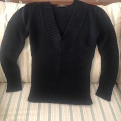 Black V Neck Knit Sweater 