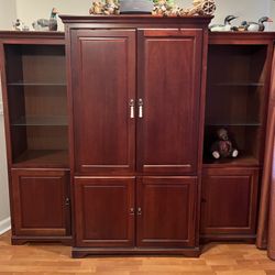 Entertainment  Unit TV Cabinet Storage w Lighted Bookends EUC