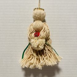 Vintage Homemade Yarn Christmas Ornament Angel