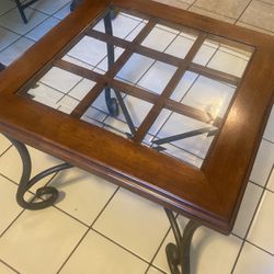 Glass & Wood End Table