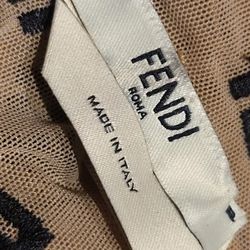 Fendi Bodysuit S or XS sheer FF logo monogram tan nude beige