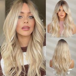 NEW/SEALED Gradient Long Blonde Wig for Women,Synthetic Wig，Approximately 24 Inches(61cm),Heat-resistant Fiber Natural Wavy Wig