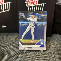 2025 World Series Champions Topps NOW YOSHINOBU YAMAMOTO WS-10SP Image Variation