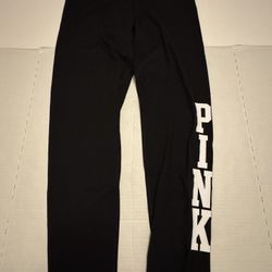 Pre Owned Good  Victoria’s Secret PINK Leggings  Printed  Black White  Women  Size Medium