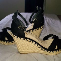 Sexy Strappy Wedges Black  Anytime Sandals Size 9