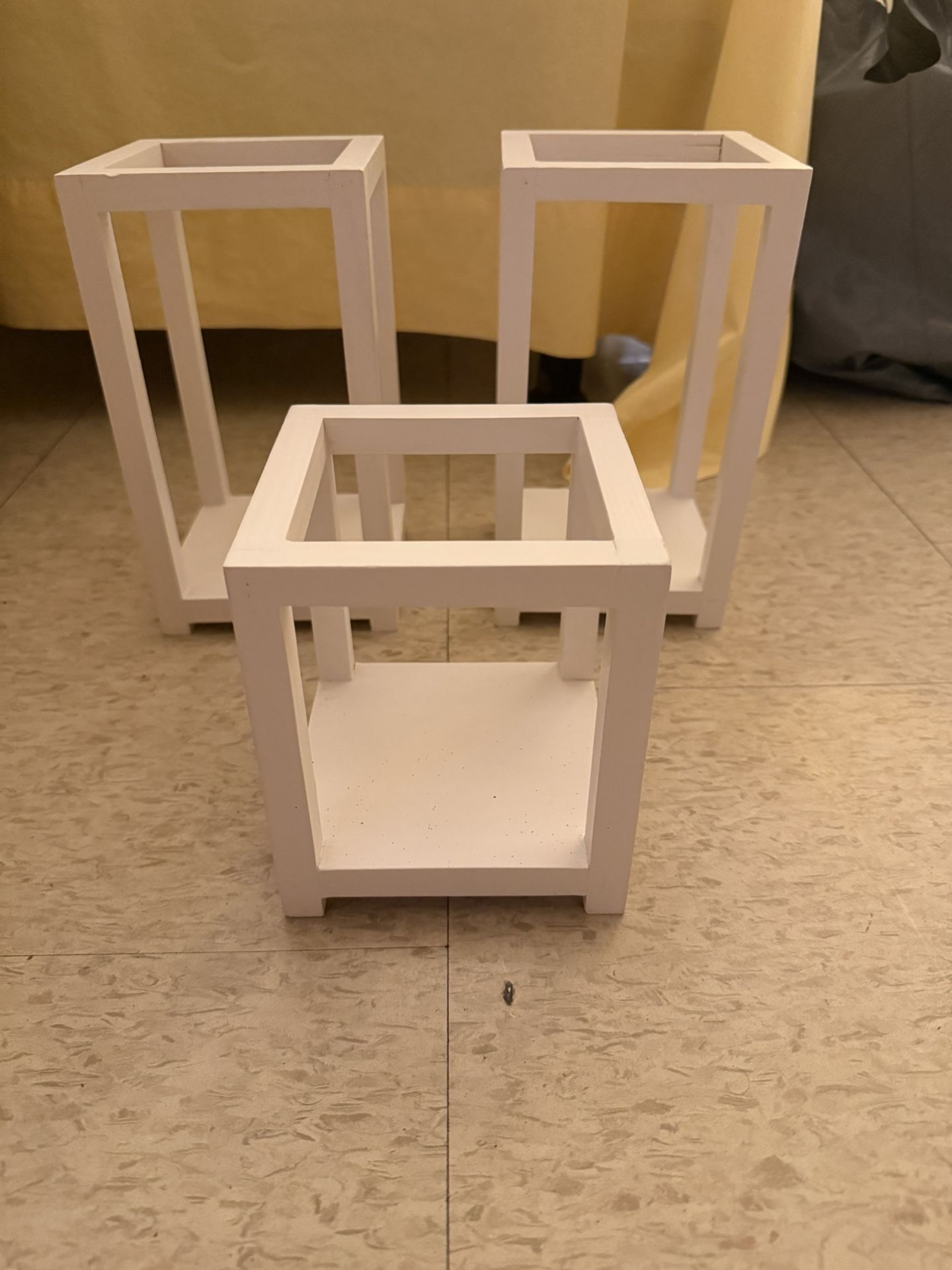 White Decorative Wooden Pieces (Candle Holders)