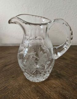 Vintage Etched Glass Grape Pattern Pitcher