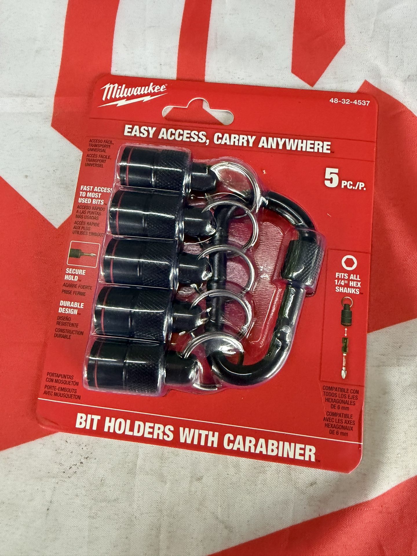 Milwaukee 5-Piece Hex Bit Holder with Carabiner