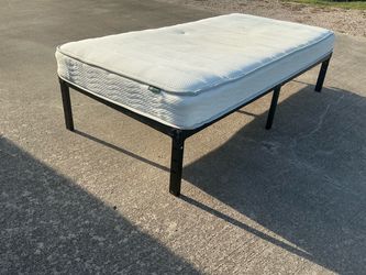 Twin Mattress with Black Metal Bed Frame