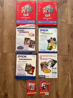 Epson & Canon 250 Photo Sheets 8.5” x 11” Letter size - New Sealed & Open Box