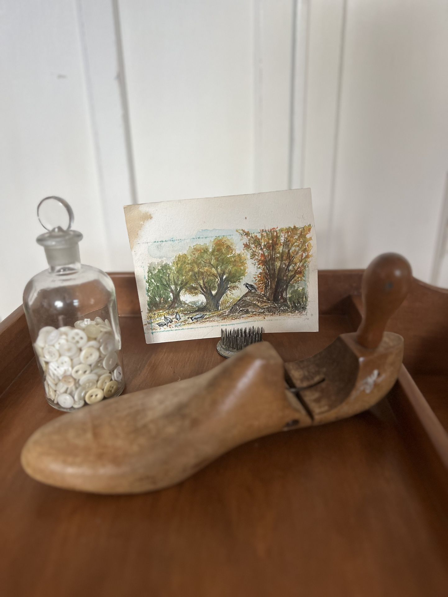 Vintage Wooden Shoe Form Decor