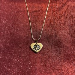 Alex and Ani Lotus Peace Petals Engraved Charm Adjustable Gold Pull Chain Heart Necklace