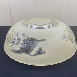 Vintage Frosted Glass Yellow/Beige Daisy Light Shade Ceiling Fixture 3-hole