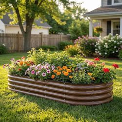 Raised Garden Bed Kit Outdoor Oval Metal Planter