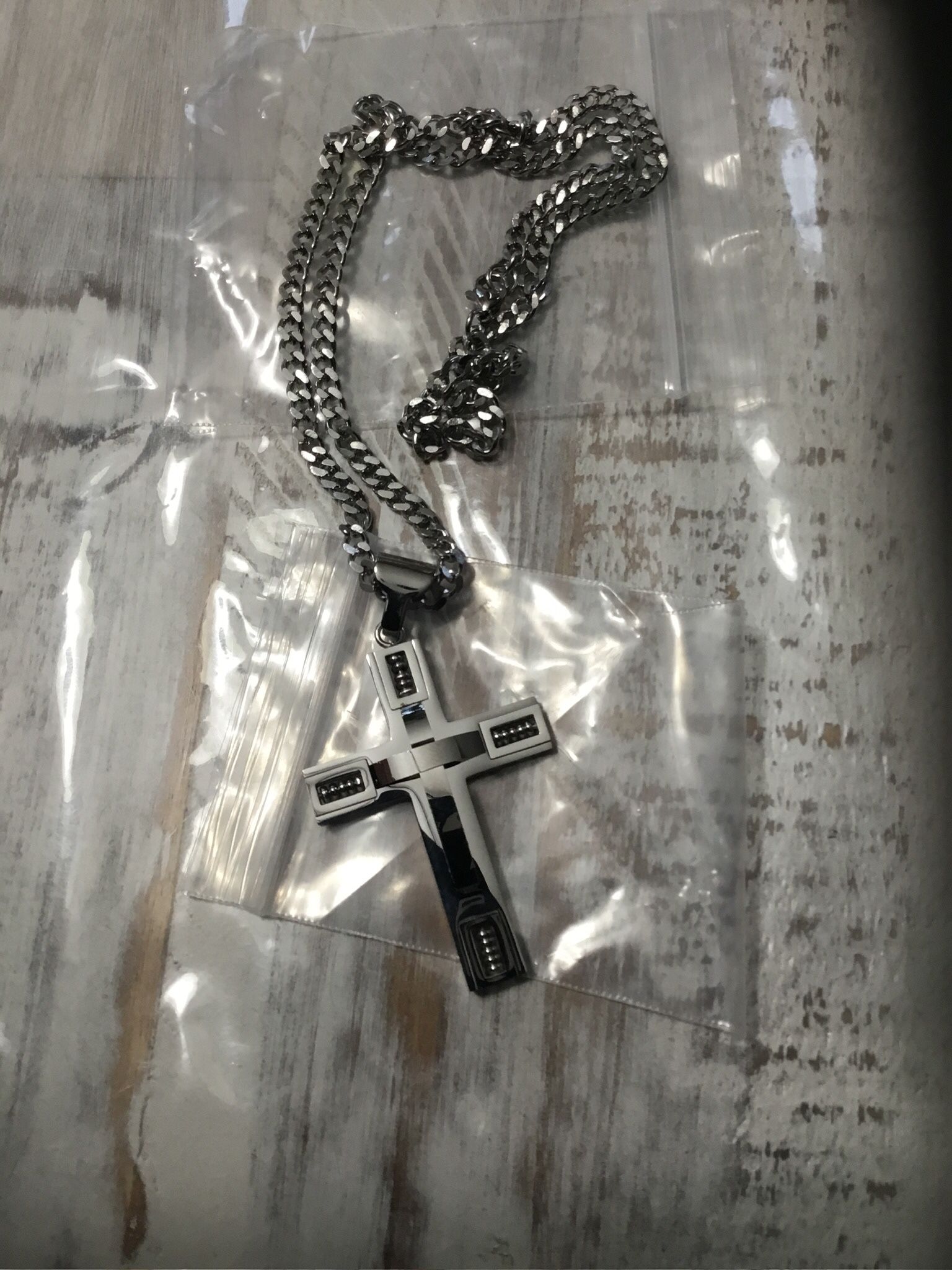 Silver Cross And 24in Chain