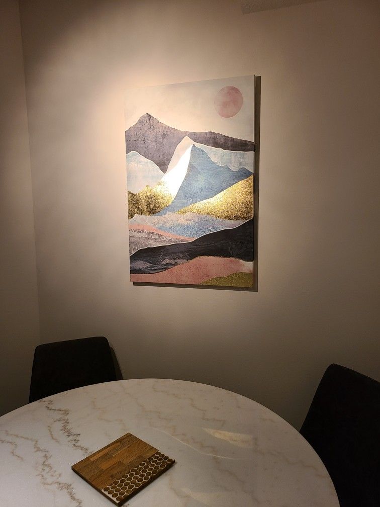 "Golden Peaks" Abstract Mountain Landscape Canvas Art Print