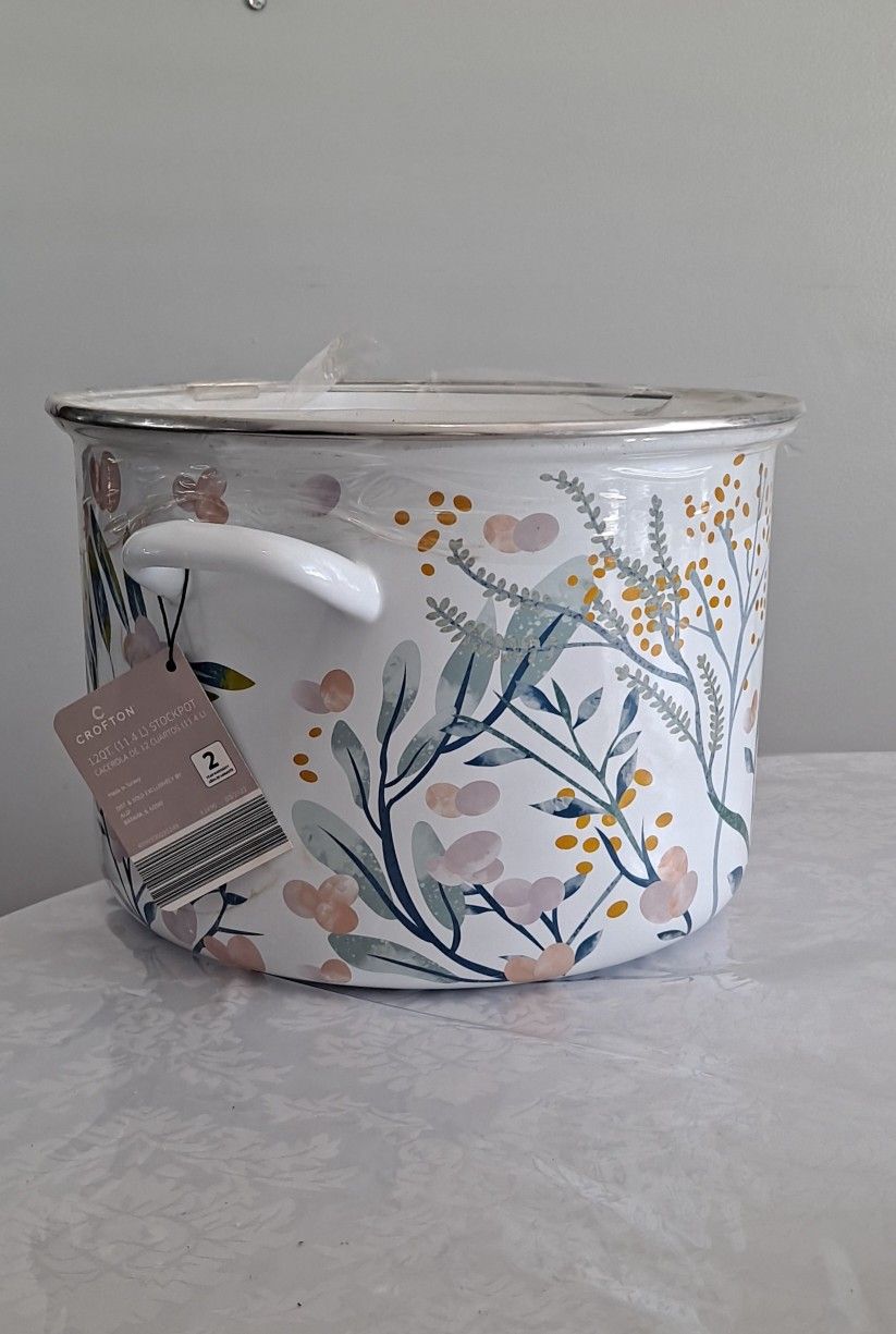 Crofton Floral Design 12qt Stockpot With Cover