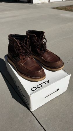 Aldo Brown Leather Moc Toe Boots
