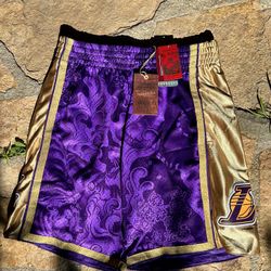 Los Angeles Lakers NBA Mitchell & Ness Purple Gold Mens Shorts Sizes Medium Large NWT 
