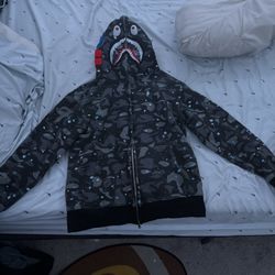  medium BAPE Space Camo Shark WGM Full-zip hoodie