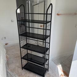 Ore International Metal Book Shelf Utility Shelf Unit Black Very Good Condition 