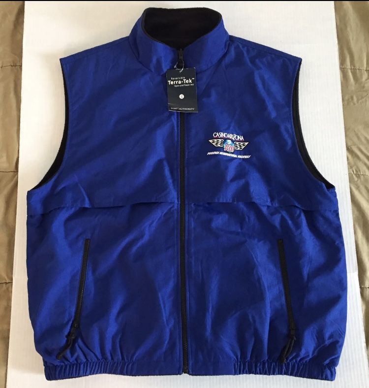 Port Authority Vest Size XL Mens Blue Black Red Terra-Tek AZ Reversible NEW NWT