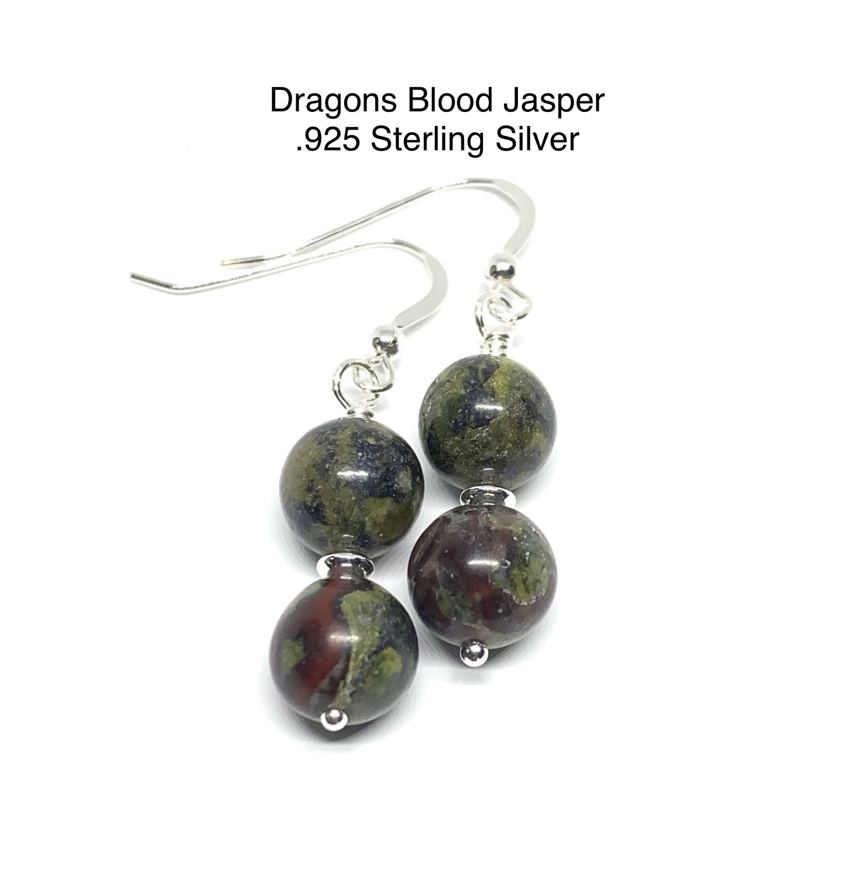 Dragons Blood Jasper Genuine Stone .925 Sterling Silver Earrings