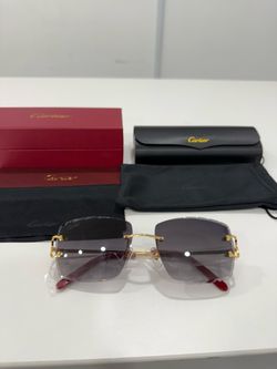 Cartier Glasses (Diamond Cut), Black Lense, Gold Frame