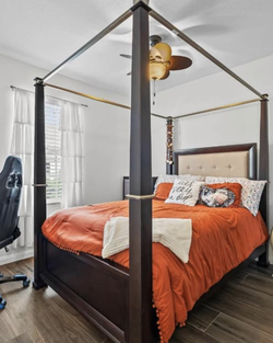 CITY Furniture Queen Canopy Bed + Mattress + Dresser – $550 OBO