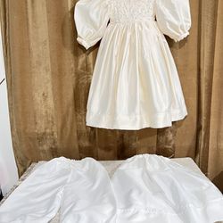 Antique Victorian beige Cotton  Long Babys Dress Christening