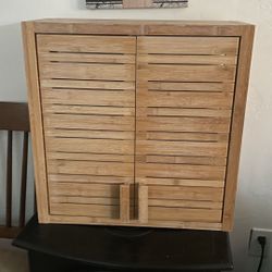 Bamboo Storage Cabinet Adjustable Shelves