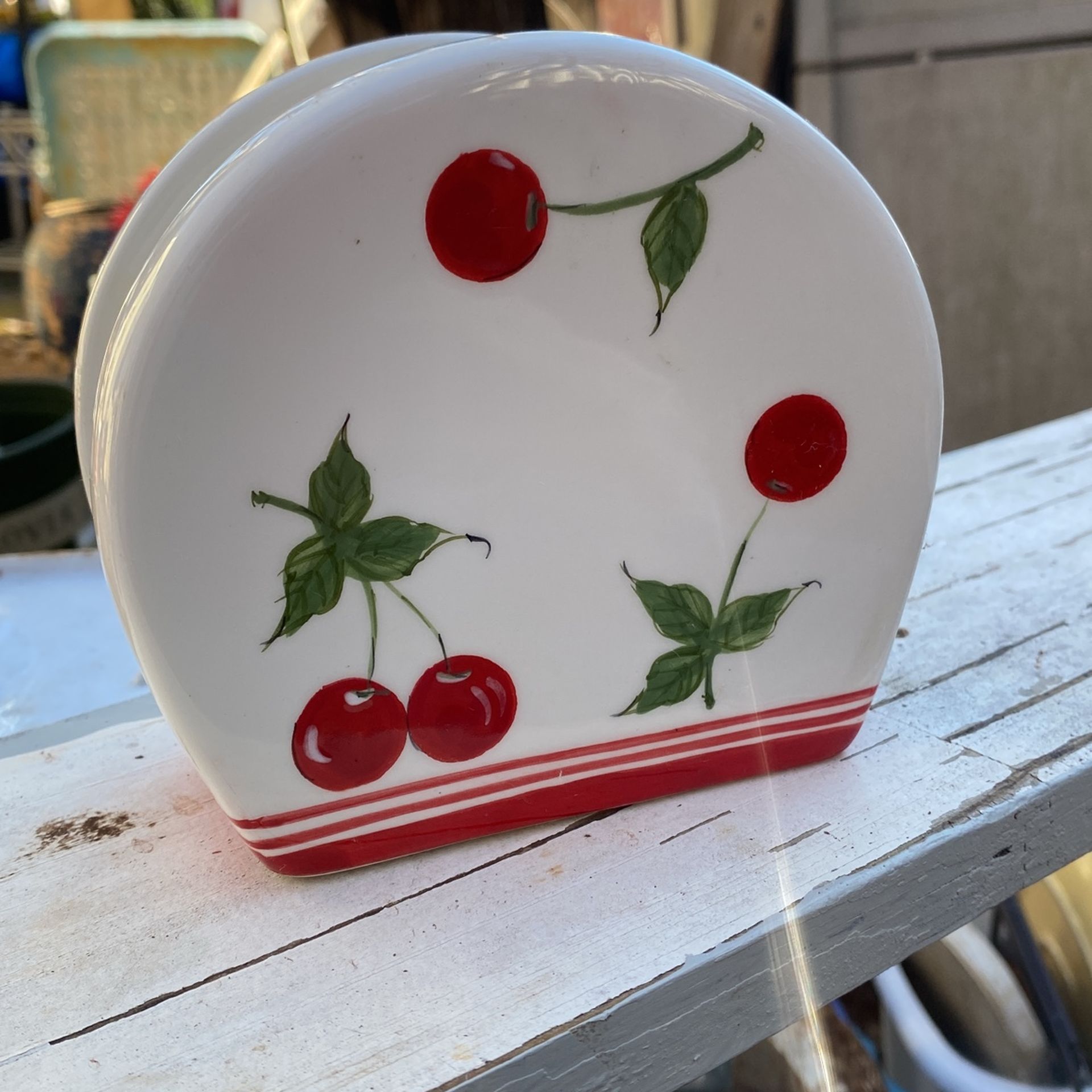 Vintage Pre-owned Cherry Napkin Holder By Home