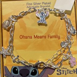Disney Stitch Silver Plated Adjustable Charm Bracelet