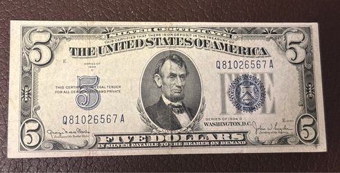 $5 1934.  Vintage banknote USA