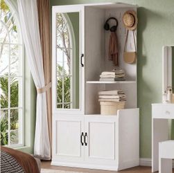 70" Storage Wardrobe with Full-Length Mirror
