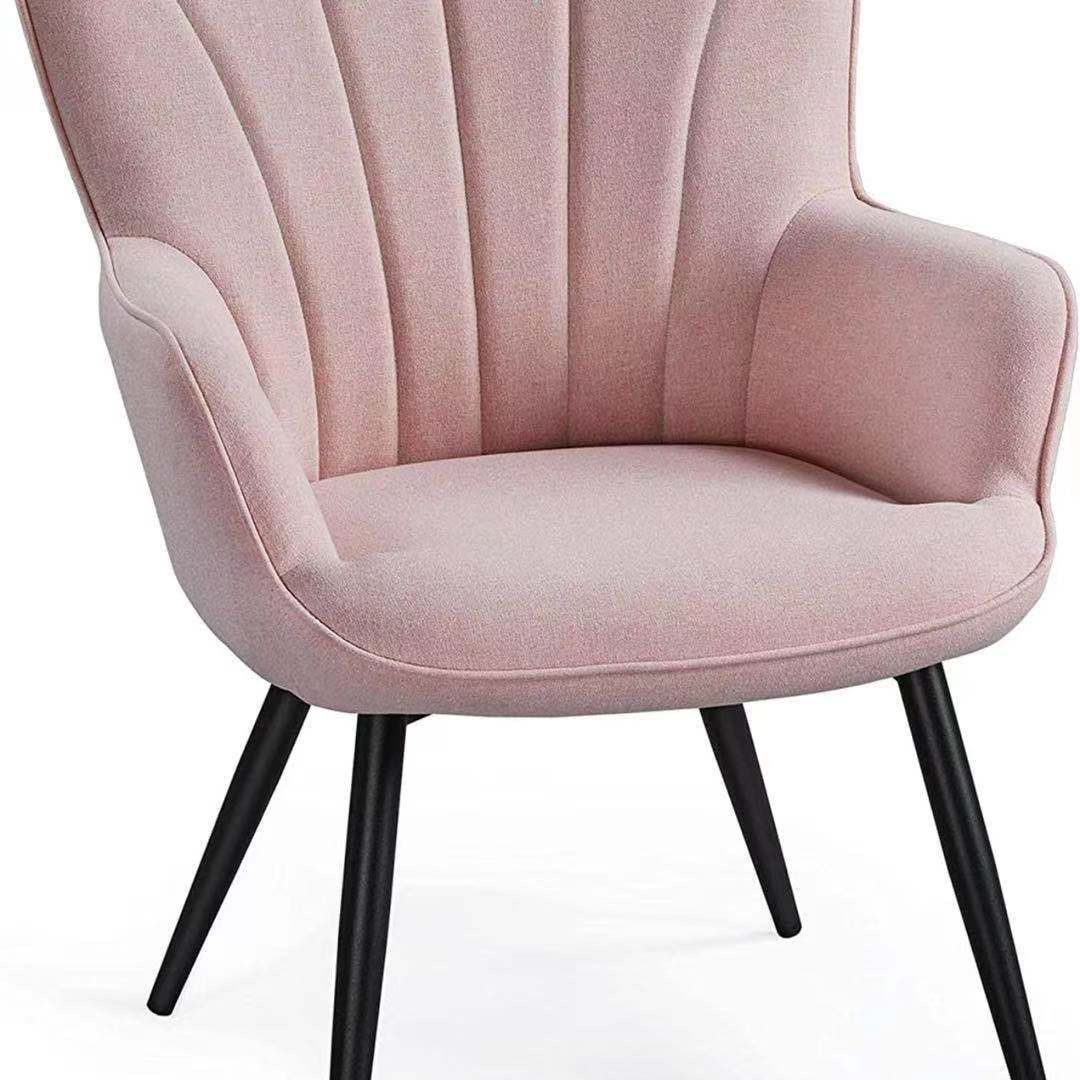 Accent Chair, Modern and Elegant Armchair, Linen Fabric Living Room Chair with Mental Legs and High Back for Living Room Bedroom Office Waiting Room, 