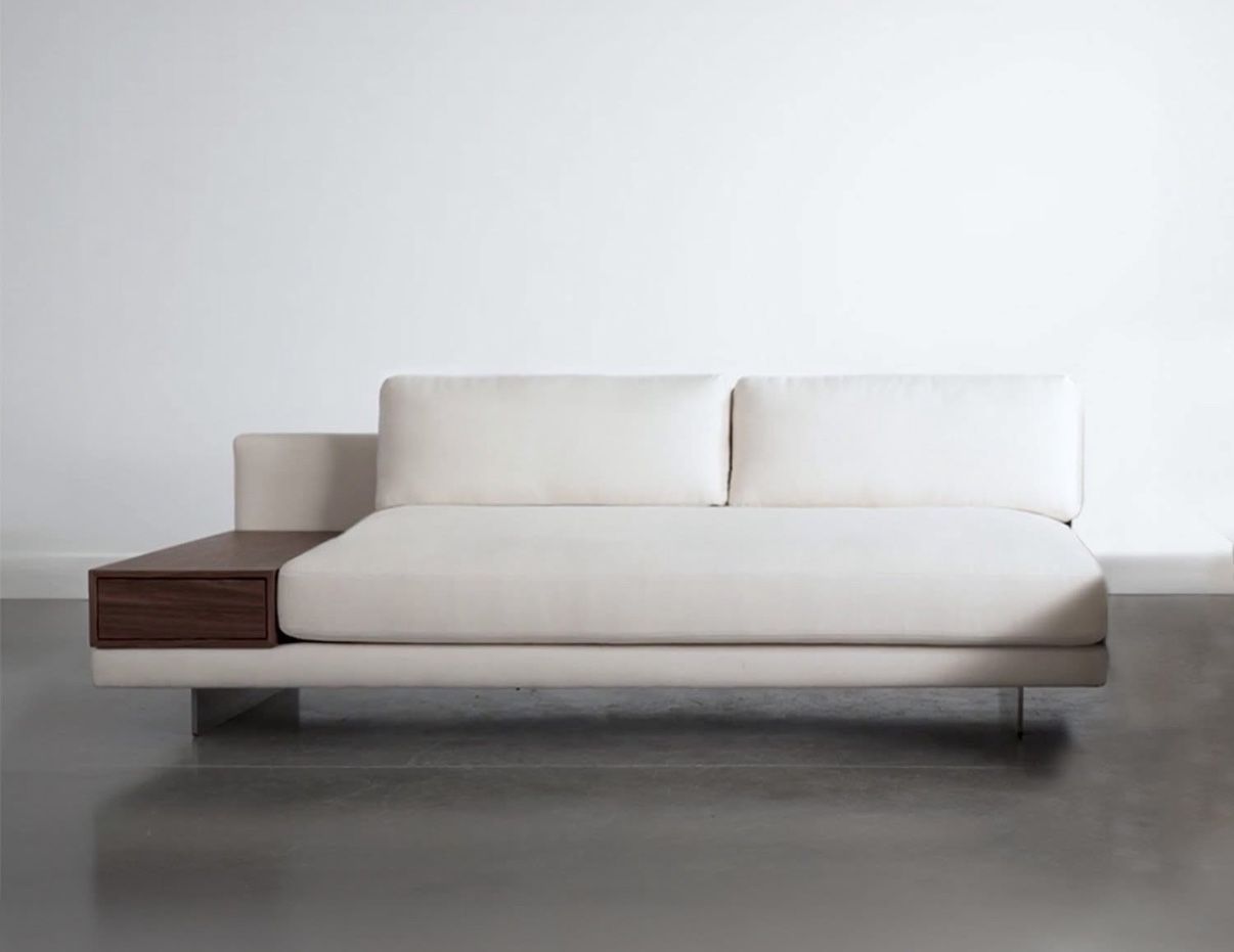Rove Concepts - Cream Leather Love Seat w/Built In Side table